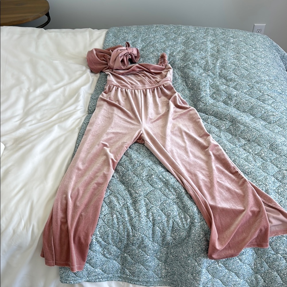 Habitual Pink Velvet Jumpsuit